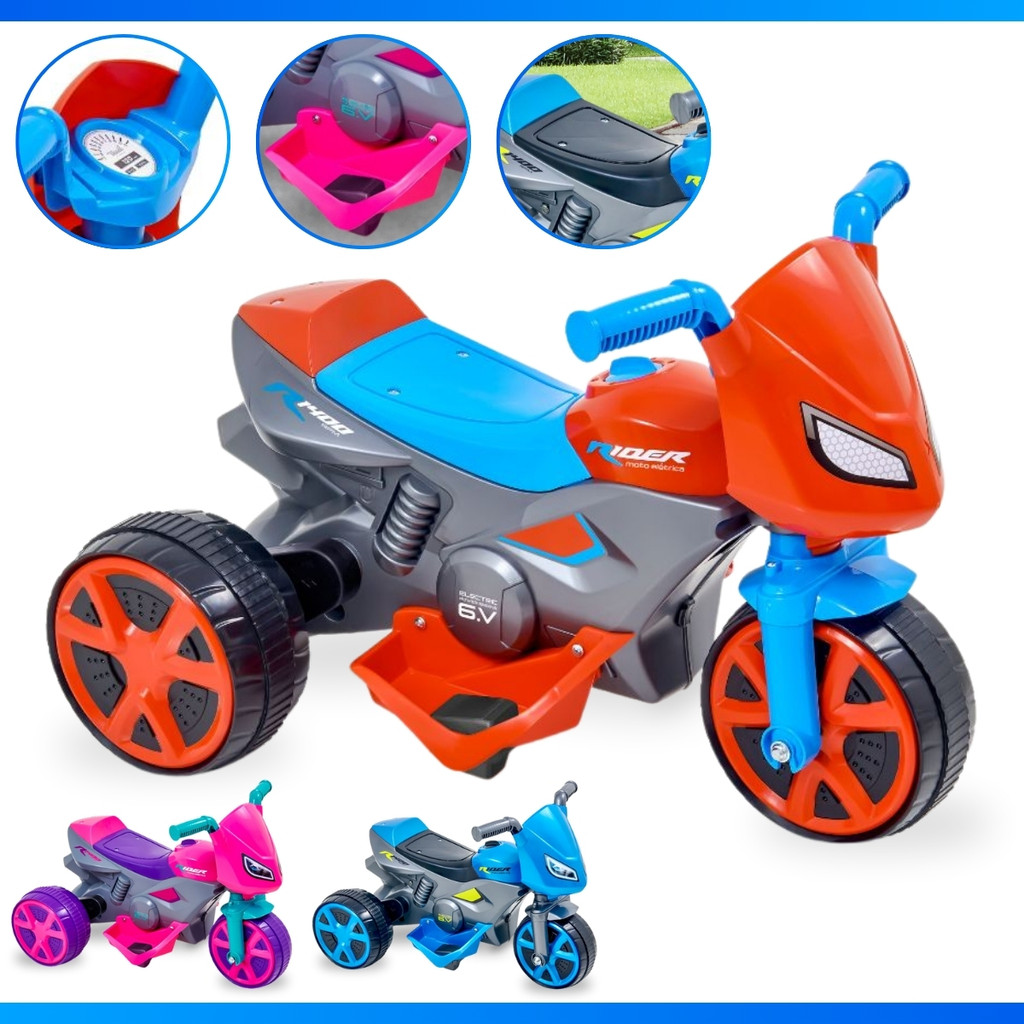 Moto Elétrica Infantil Para Crianças Motoca Rider Bateria 6V C/ Carregador Bivolt - MEGA OFERTA