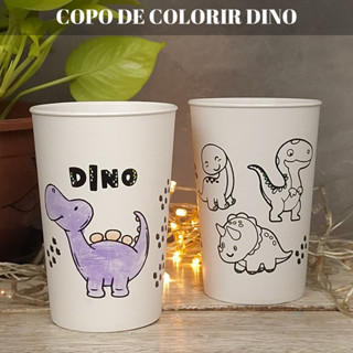 Copo Para Colorir Dinossauro Lembrancinha Festa Infantil Lembrancinha de Aniversário Dinossauros. em Oferta na Shopee
