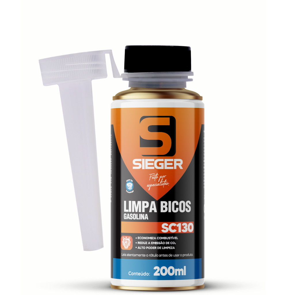 Aditivo Gasolina Limpa Bico Sieger 200ml Descabonizante Injeção Eletronica Admissão Carro Veículo