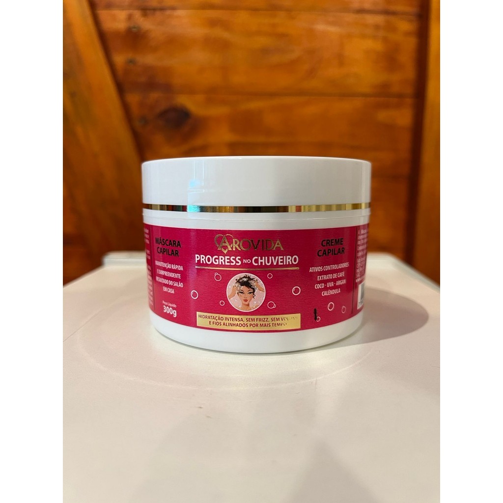 Máscara Progress Progressiva de Chuveiro Sem Formol em Creme de Tratamento Capilar 300G - Arovida