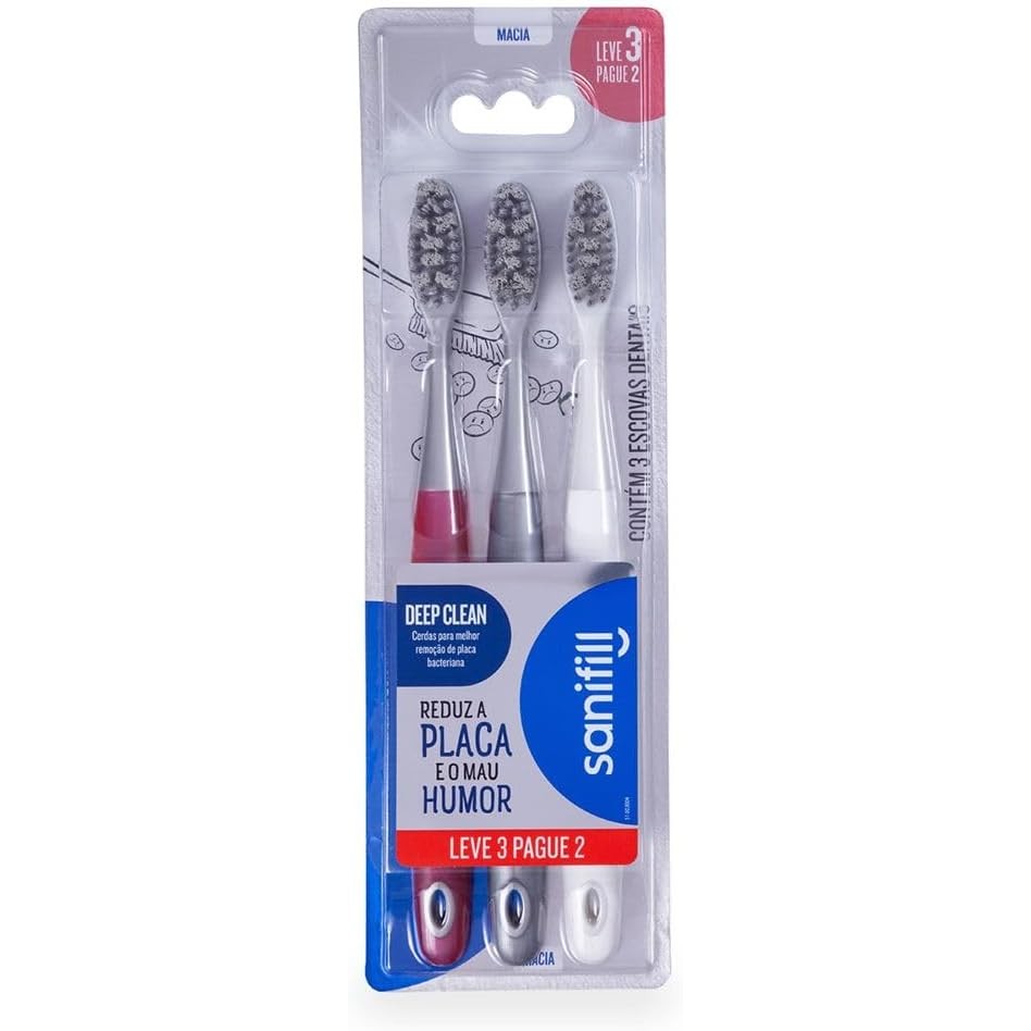 Escova Dental Sanifill Deep Clean com 3 unidades