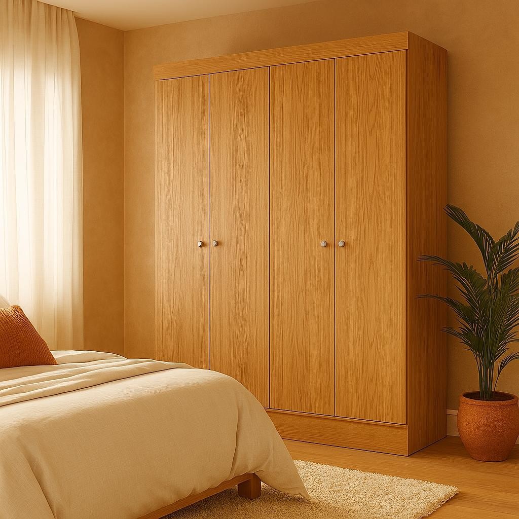 Guarda-Roupa Casal Boreal 4 Portas Carvalho em Oferta na Shopee