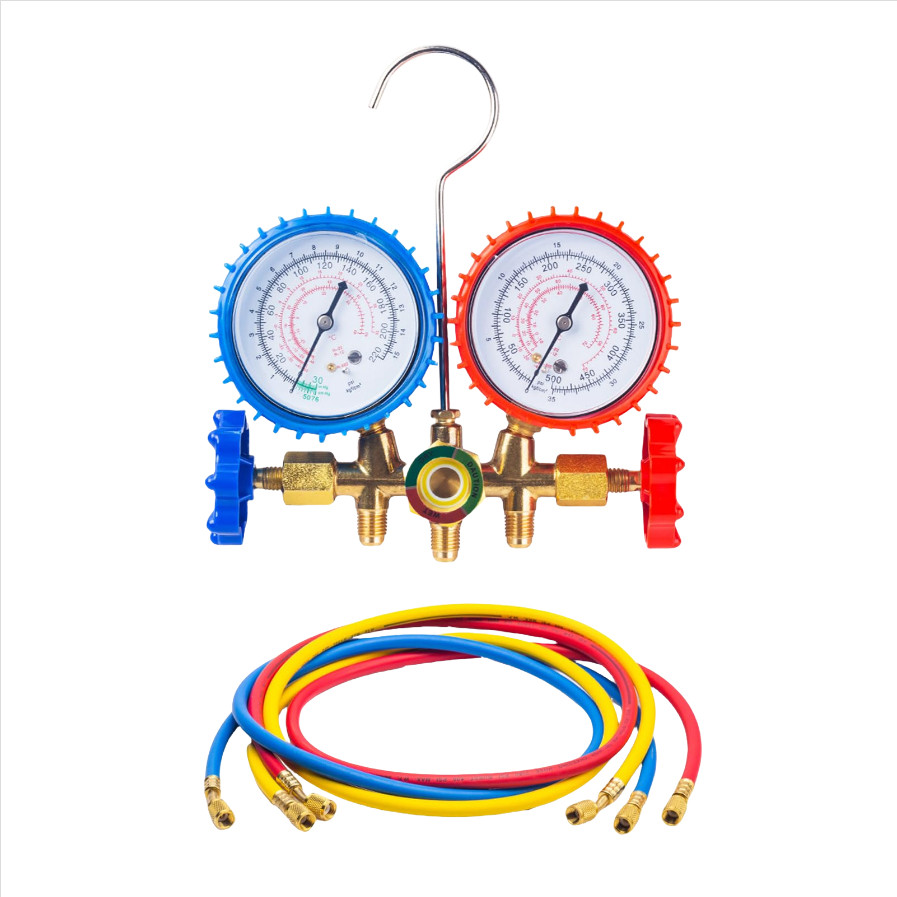 Imagem Manifold Vulkan (R22 - R134A - R404A) Mangueira 0,90m VLCT-636V e Refrigeração Conjunto para os Gase R22, r407c, R134a