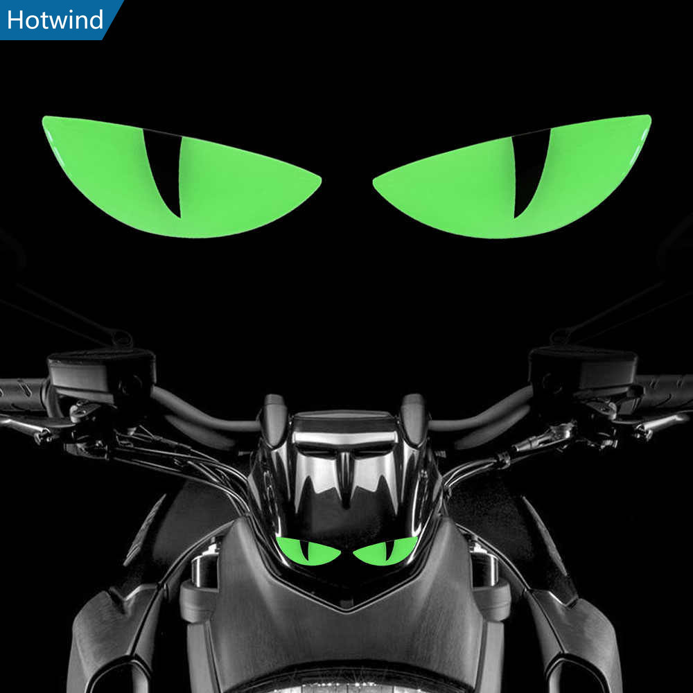 HW1 Para Motocicleta Diabo Olho Adesivos Farol Luminoso Dazzle Cor 3D Decalques Corpo Moto Decoração À Prova Dwaterproof