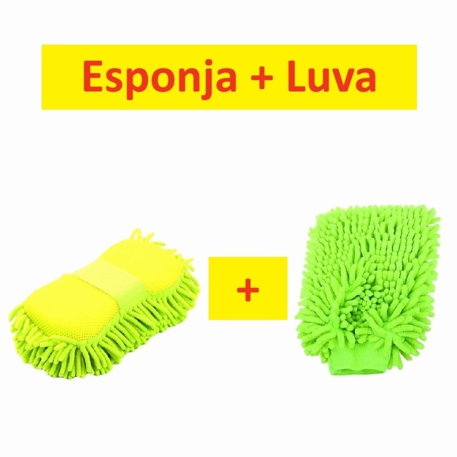 Conjunto Esponjas Com Pegadores 22 x 10.5 x 5.5Cm Para Lavar Carros Luvas Microfibra Para Limpeza Acessorio Automotivo