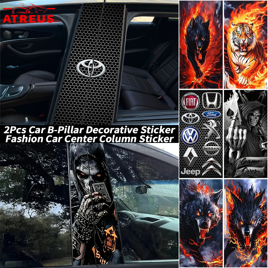 [Atreus] Adesivo De Coluna Porta Carro Decorativo Adesivos Skin Coluna De Automóvel Pilar Central Da Película Protetora