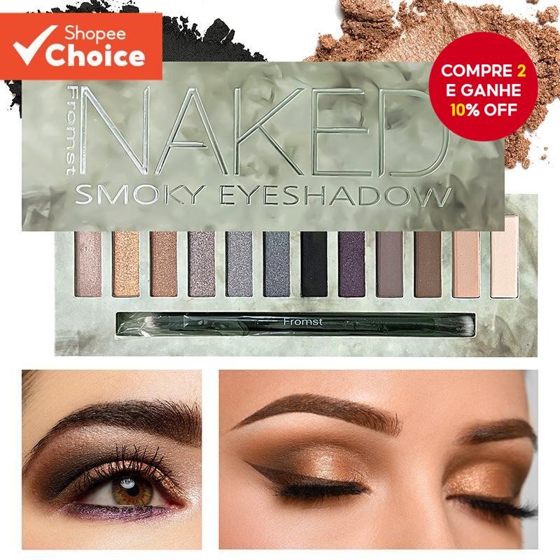 Paleta De Sombras Nuas De 12 Cores-Neutros Foscos E Brilhantes , Maquiagem À Prova D'água