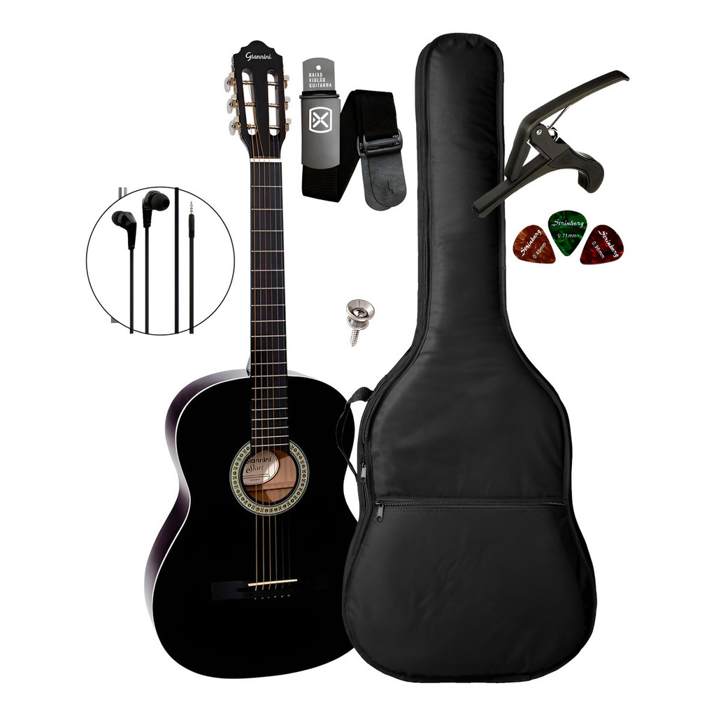 Violão Acústico Giannini S-14 Bk + Capa Luxo E Acessórios
