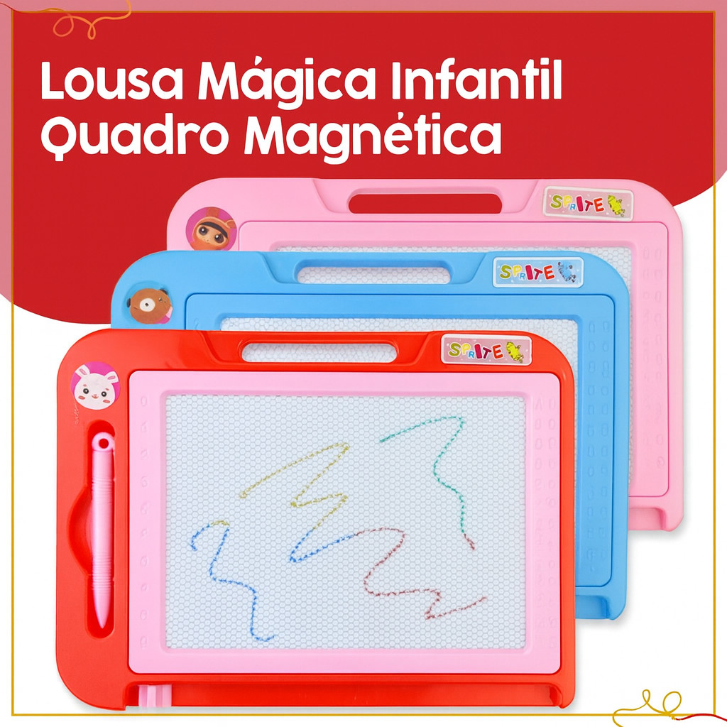 Lousa Mágica Infantil Quadro Magnética com Caneta e Apagador Brinquedo Educacional Desenha Apaga em Oferta na Shopee