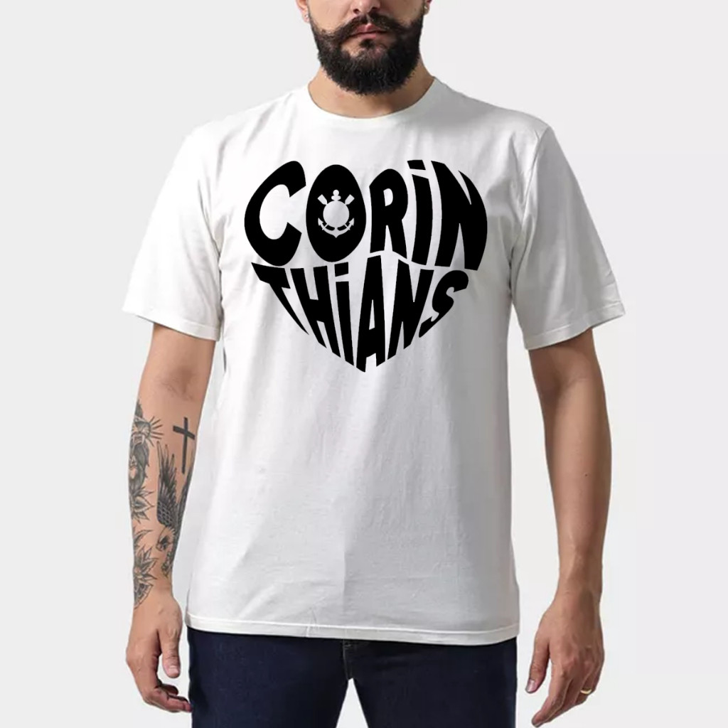 Camiseta Unissex Times Esportes Coração Malha 100% Algodão