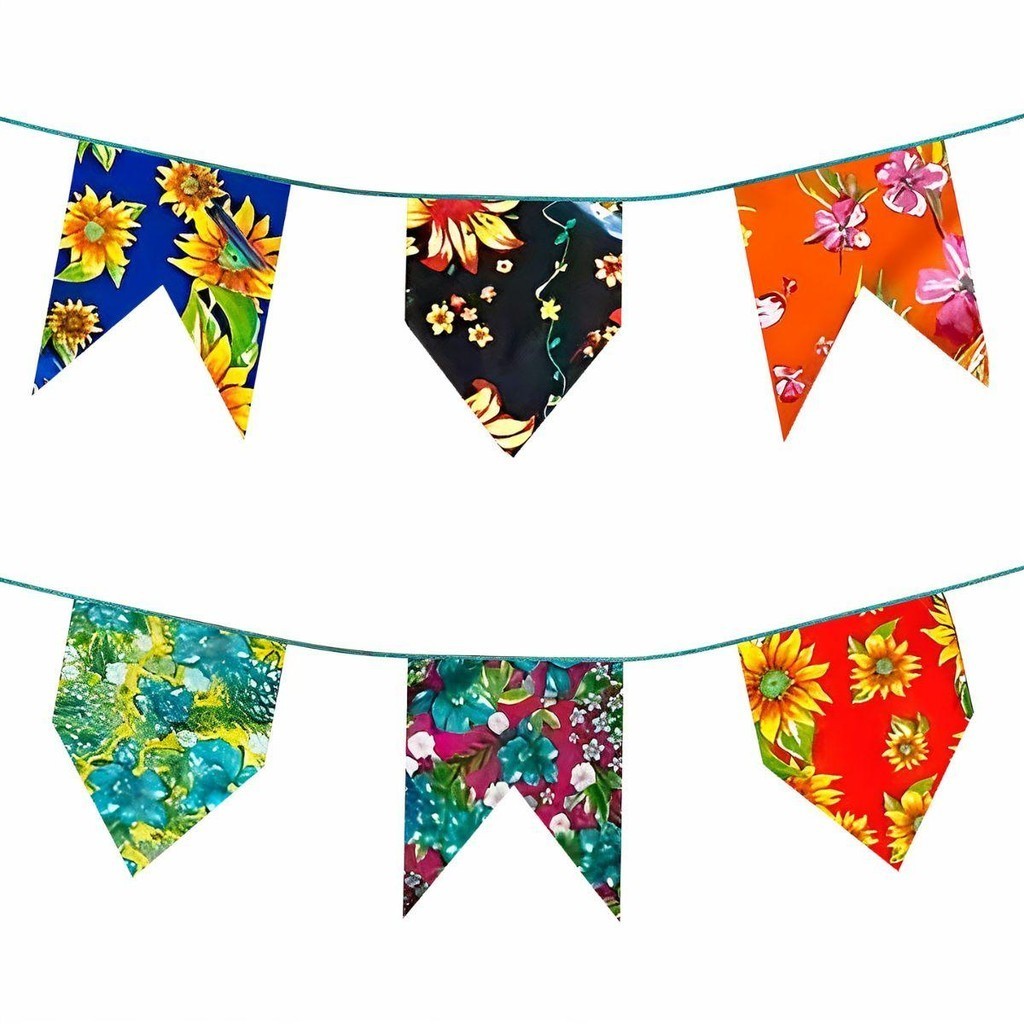 Bandeirinhas Festa Junina Plástica Estampada Floral A Pronta de Água Pode Molhar Enfeite pra Área Externa e Interna em Oferta na Shopee