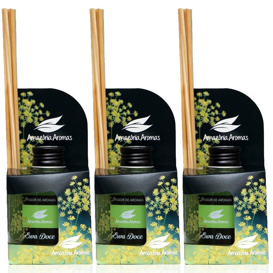Kit 3 Aromatizador Perfume Ambiente Difusor Aroma Erva Doce