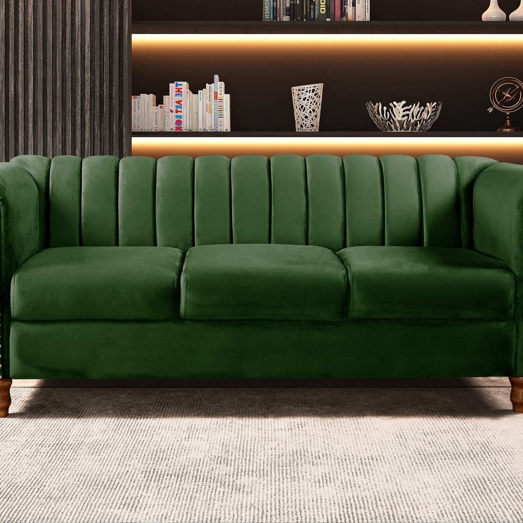 Sofá Chesterfield Realeza 3 Lugares Decoração Retrô Verde em Oferta na Shopee