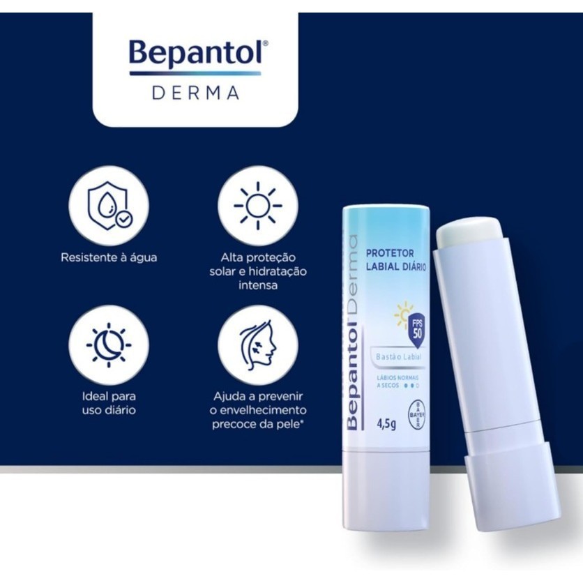 Bepantol Lip Hidratante Derma , Protetor Diário , fps 50