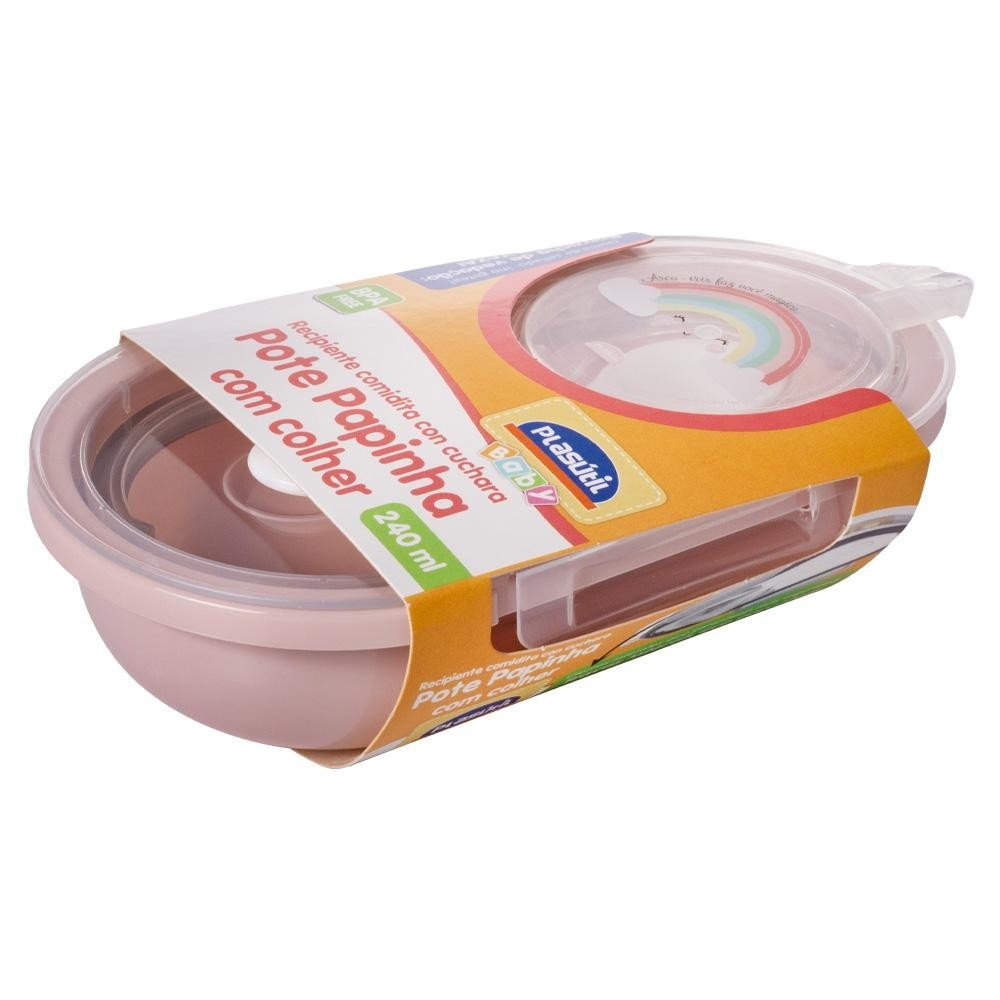 Pote Porta Papinha Hermético com Colher Arco Íris Plasútil em Oferta na Shopee