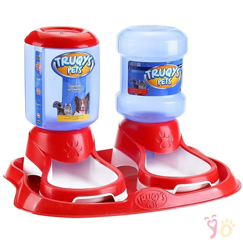 Kit Truqys Pets Automático Bandeja  Comedouro  Bebedouro - Vermelho em Oferta na Shopee