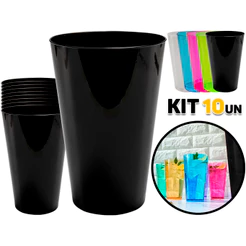 Kit 10 Copos Copo Plástico 300ml Descartável Festa Bebidas Refri Aniversário Acrílico Resistente