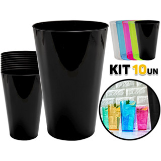 Kit 10 Copos Copo Plástico 300ml Descartável Festa Bebidas Refri Aniversário Acrílico Resistente em Oferta na Shopee