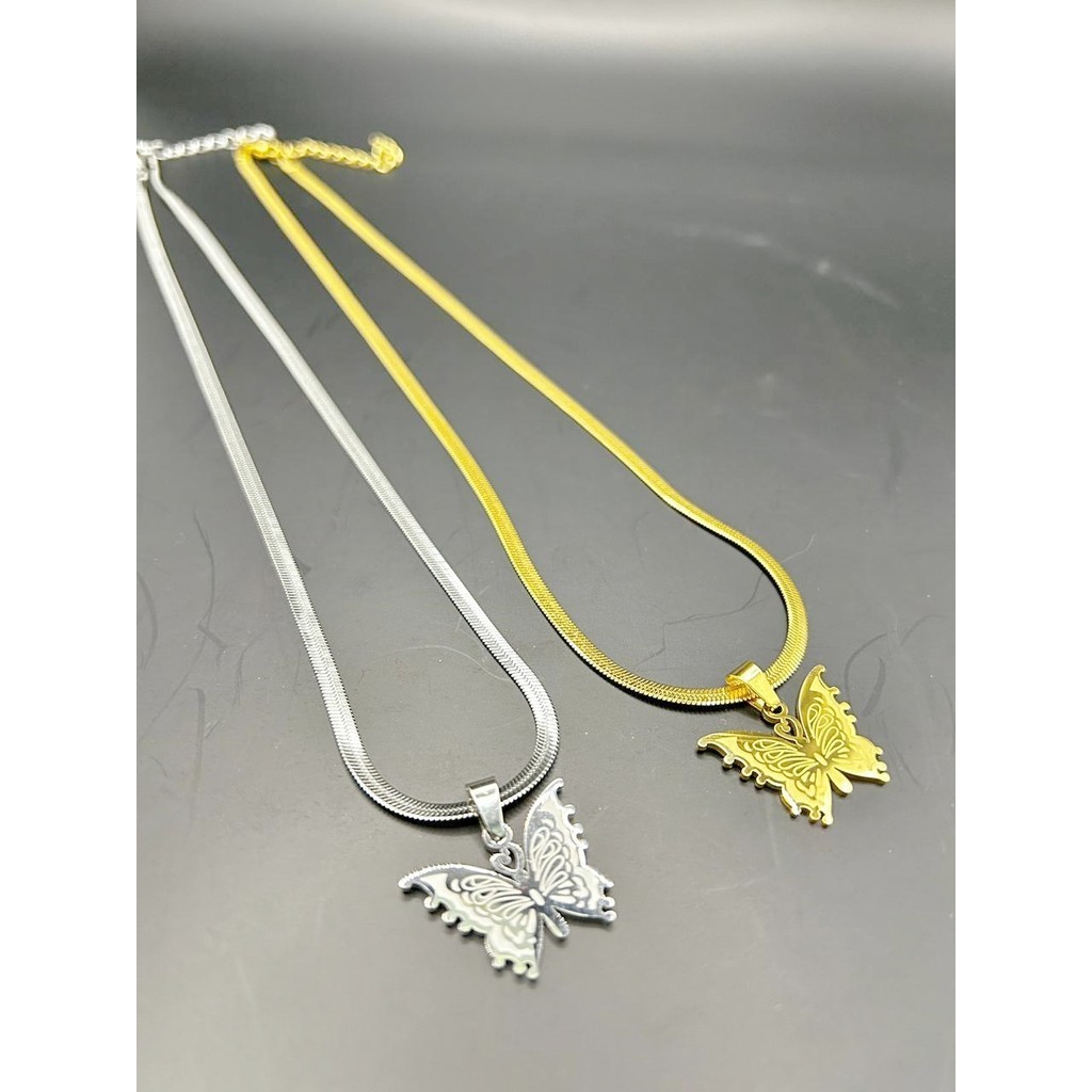 Colar Feminino Com Pingente Ajustável De Aço Inoxidável De Fio Único Borboleta em Oferta na Shopee