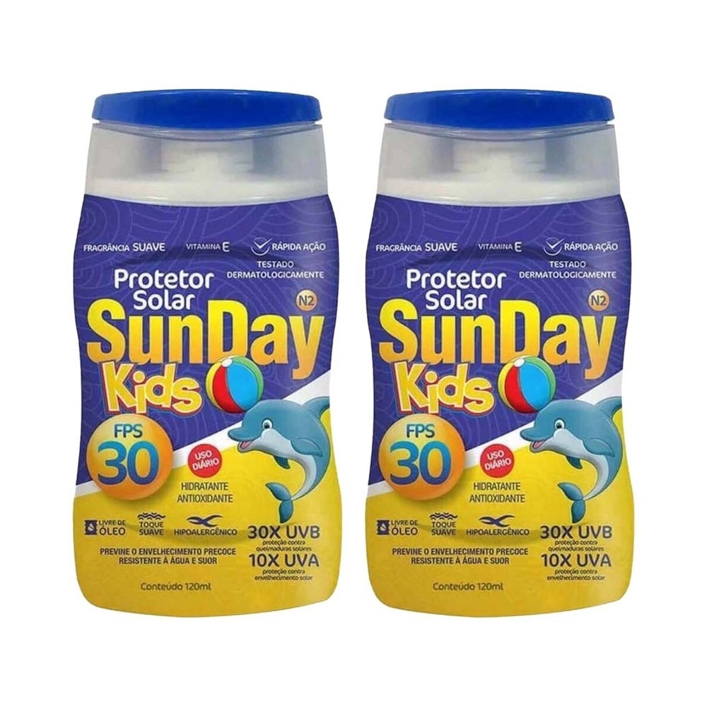 Kit 2 und Protetor Solar Sunday Fps30 Kids 120ml - Mom & Baby