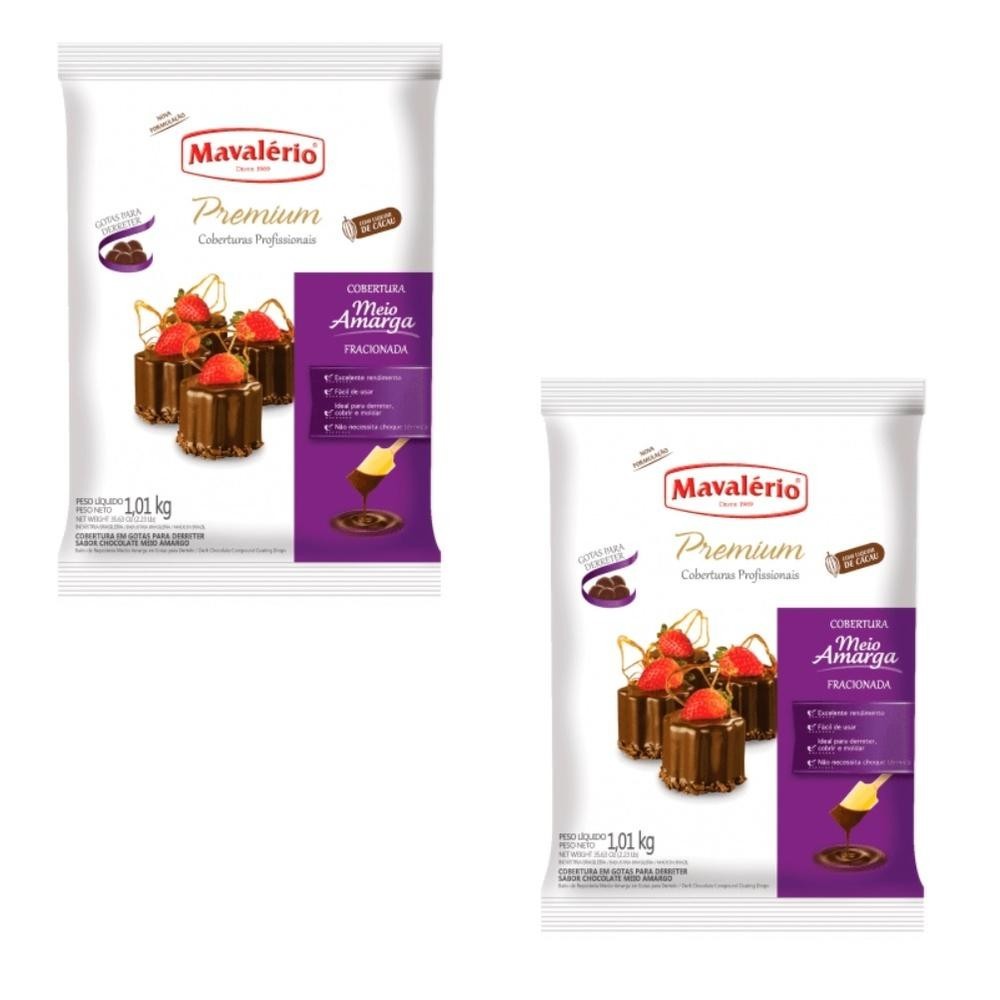 KIT C/2 COBERTURA PREMIUM MAVALERIO GOTAS 1,010KG MEIO AMARGO em Oferta na Shopee