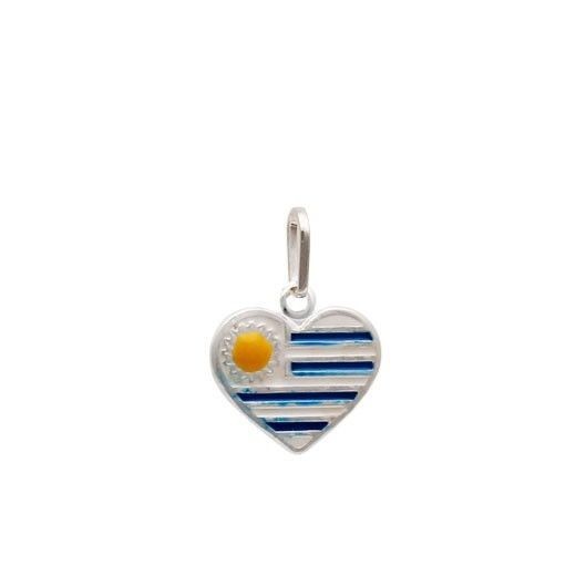Pingente bandeira Uruguai em formato de coração prata 925 em Oferta na Shopee