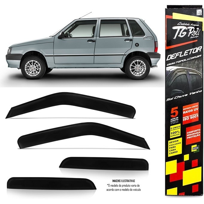 Calha Chuva Defletor TG Poli Fiat Uno / Premio / Elba 1985 à 2011 Mille 2012 2013 - 4 Portas