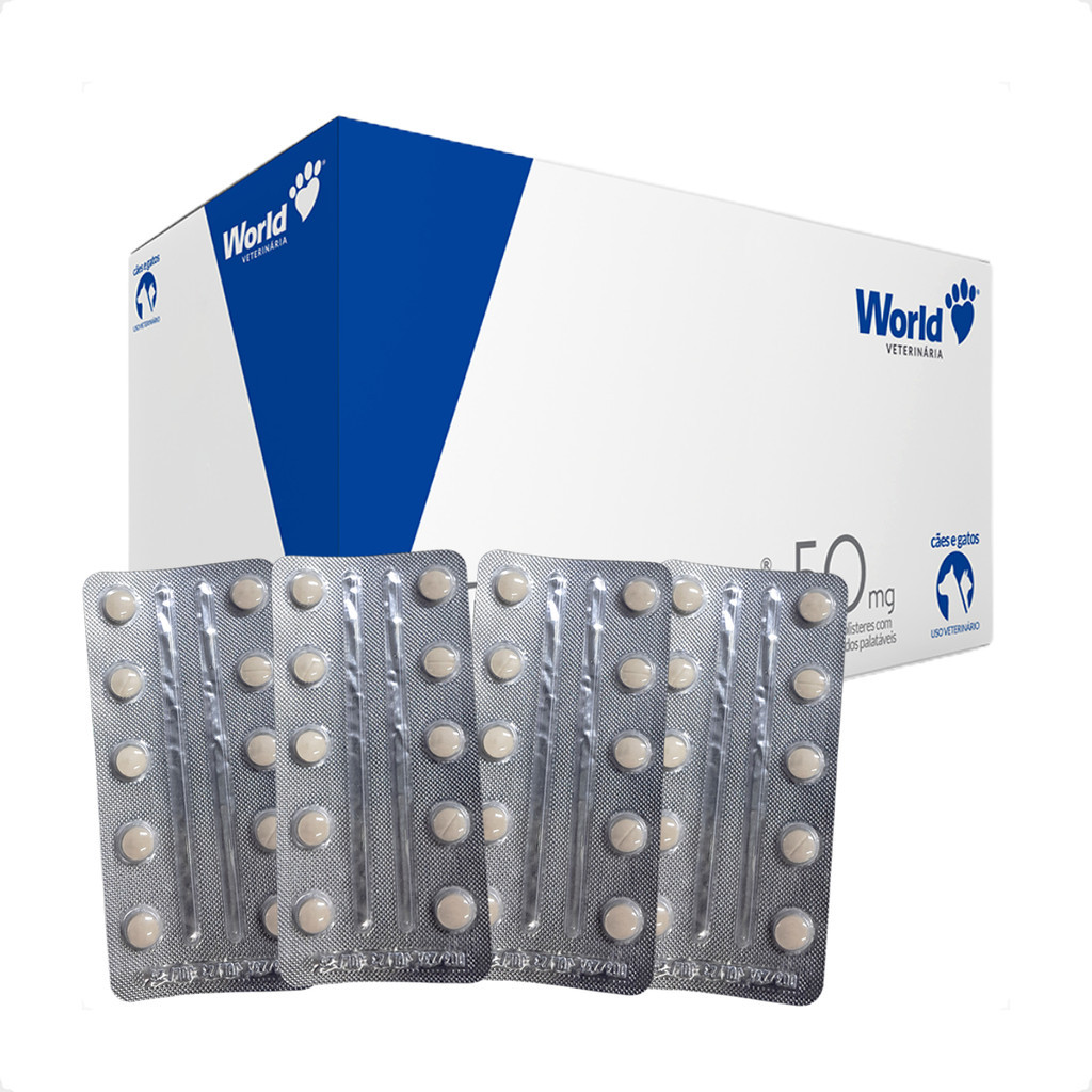 Kit 4 EnroNew 50mg World para Cães e Gatos até 10kg - Blíster 10 Comprimidos - Pets