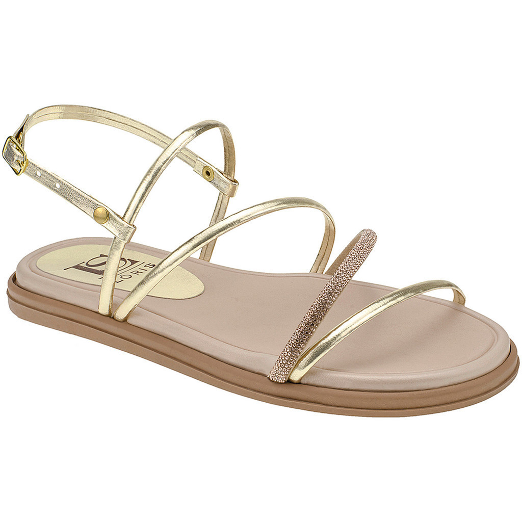 Sandália Papete de Tirinha Strass Manta de Pedraria Flatform Confort Fivelinha 711-691