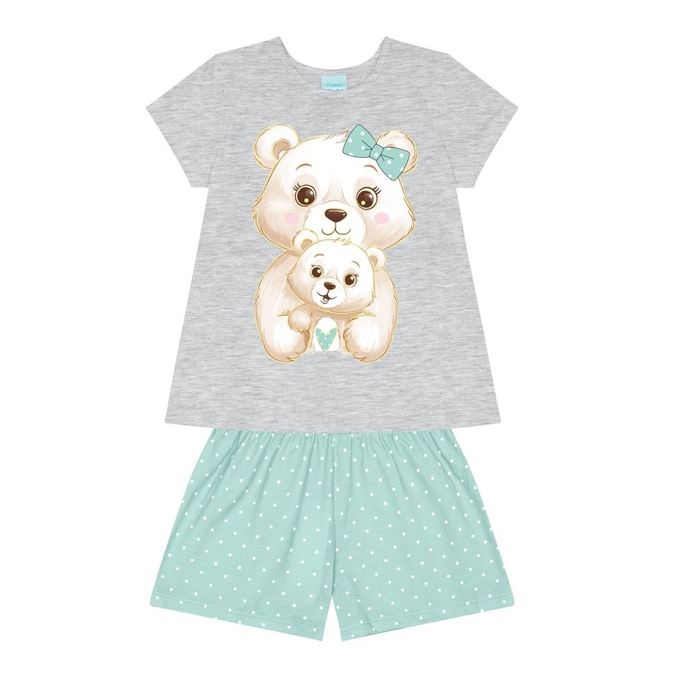 Pijama Menina Manga Curta Ursinhos Brilha no Escuro  – KYLY em Oferta na Shopee