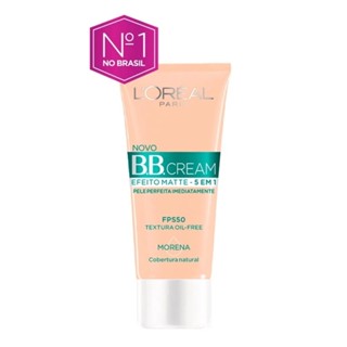 Base Facial BB Cream L'Oreal Efeito Matte 5 em 1 Morena FPS50 30ml em Oferta na Shopee