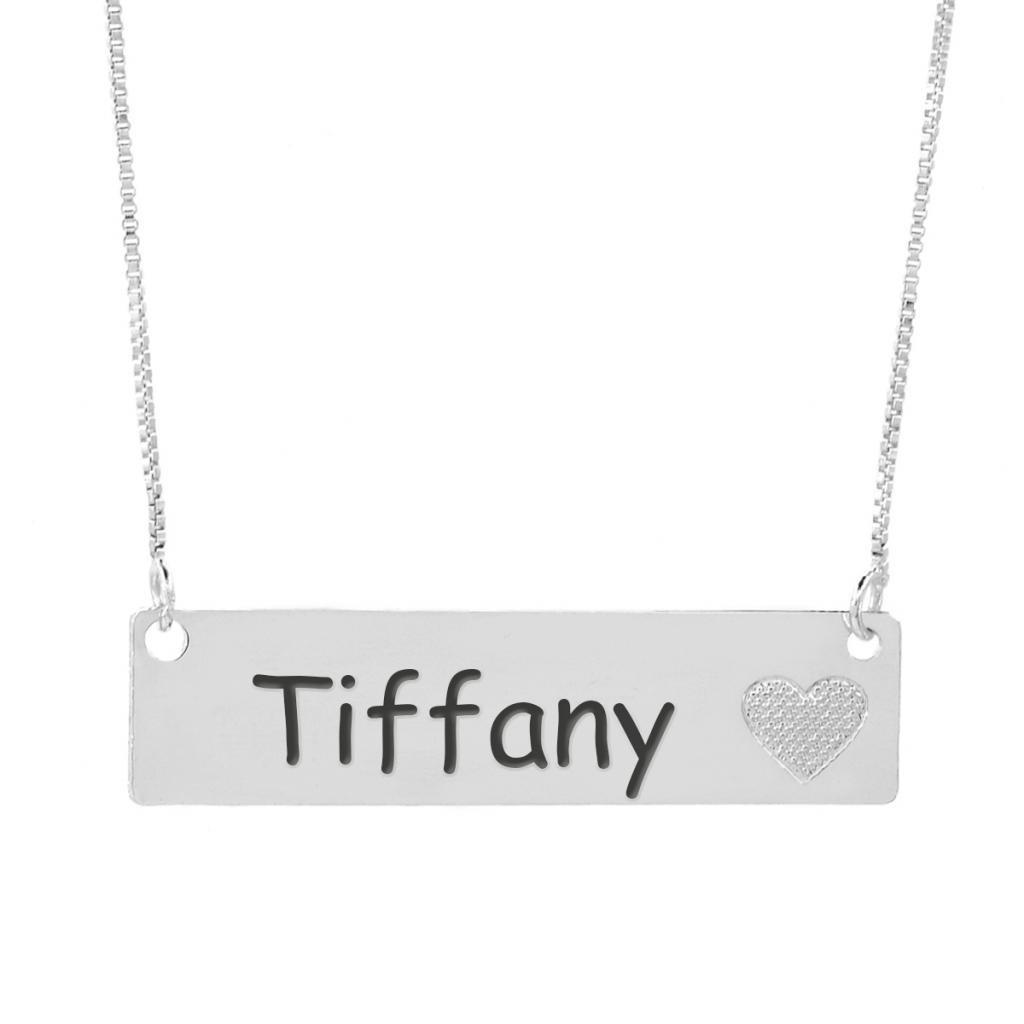 Colar Chapinha Coração Gravação Personalizada Nome Tiffany Banhado Prata 1000 - 999006974