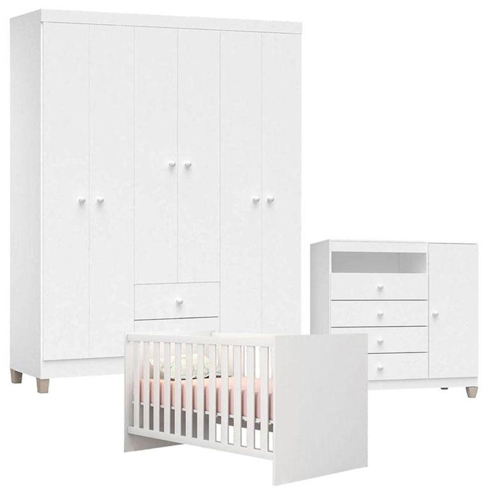 Quarto De Bebê 6 Portas Ternura Baby Com Berço Americano Doce Sonho 100 Branco Brilho - Incorplac em Oferta na Shopee