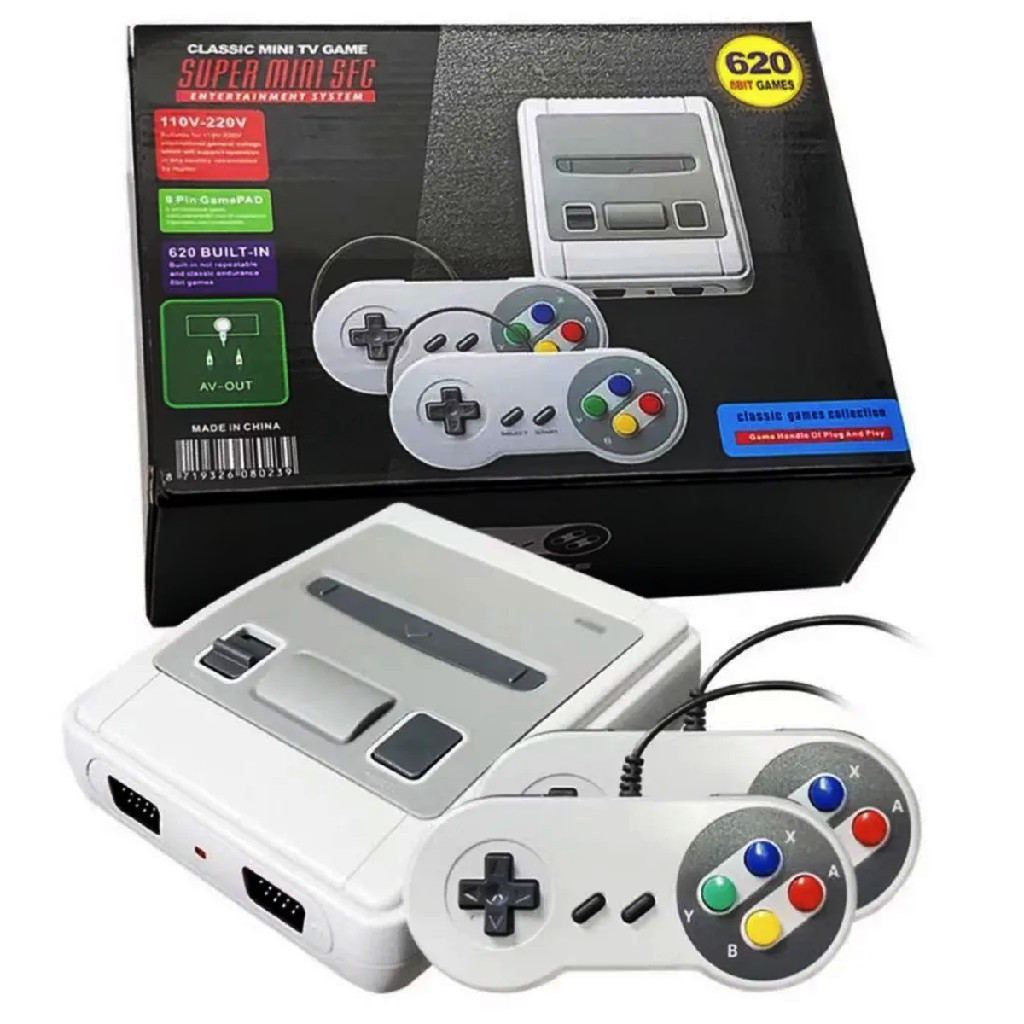 Super Console Retrô Mini Snes +2 Controles RCA +600 Games