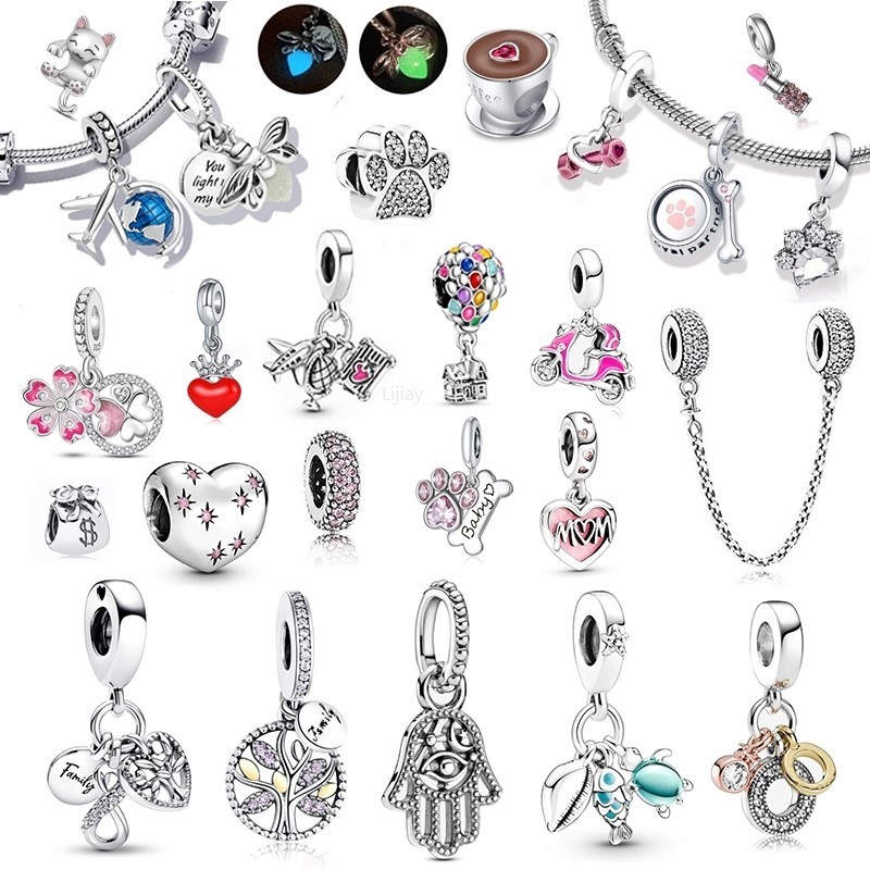 LI Moda Berloque Pendants Silver 925 Charms Clover Para Pulseira Acessórios Presentes De