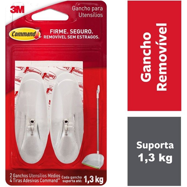 Gancho Adesivo Command para Utensilios Medio ATE 1,3KG 3M 2 Unidades em Oferta na Shopee