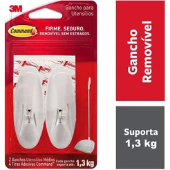 Gancho Adesivo Command para Utensilios Medio ATE 1,3KG 3M 2 Unidades