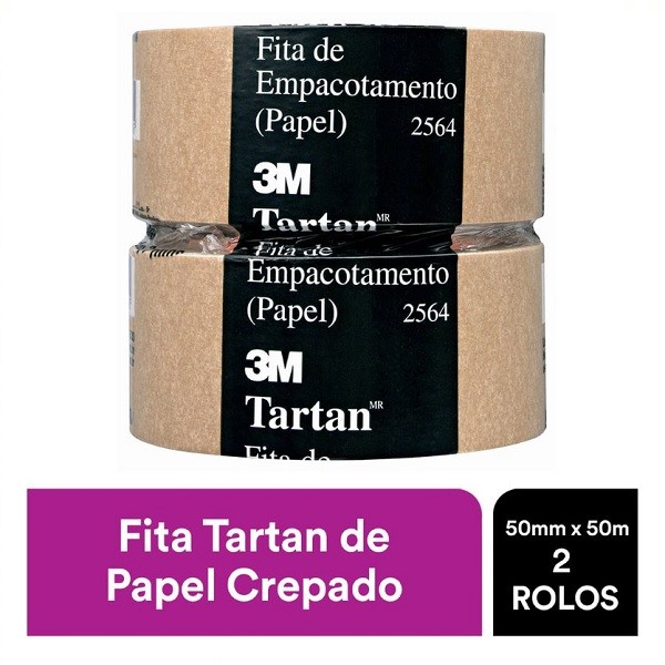 Kit 2 Fita de Empacotamento 3M Tartan 2564 50MM X 50M em Oferta na Shopee