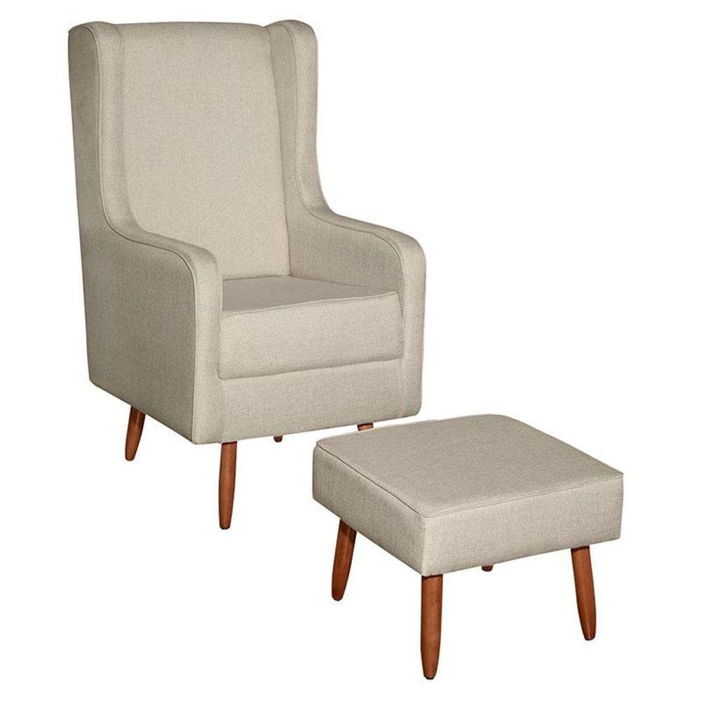 Poltrona Amamentação Aquila Com Puff Linho Bege Pés Palito - Fratello em Oferta na Shopee