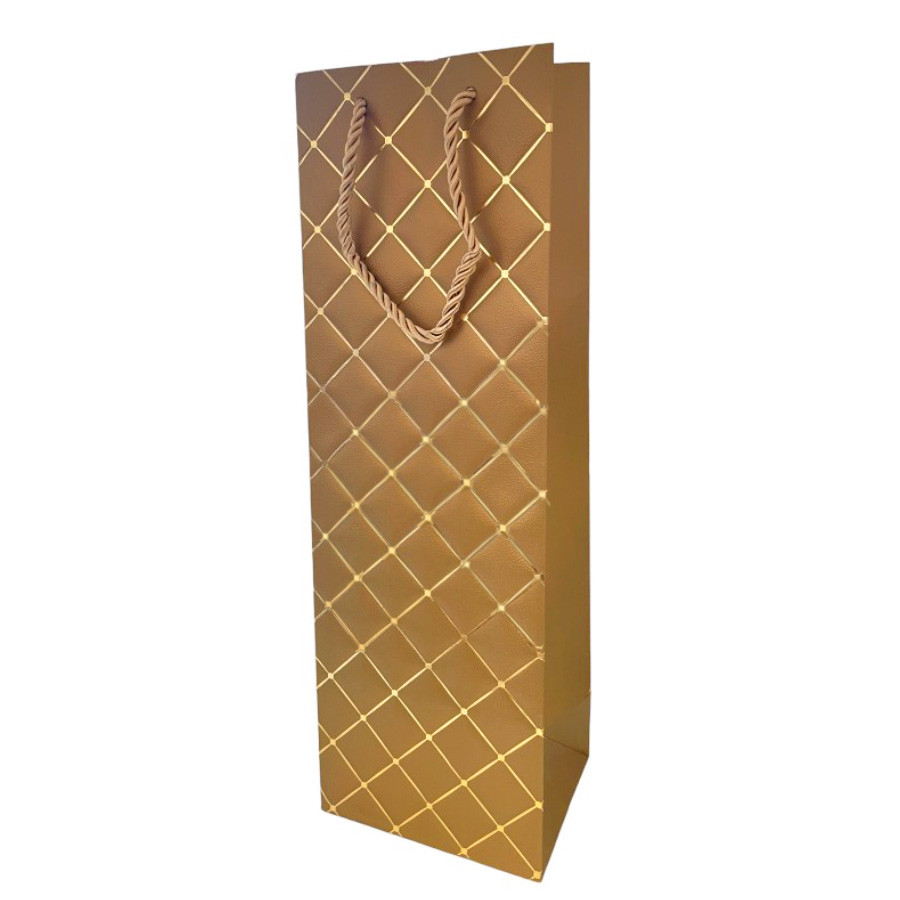 Sacola de Papel para Bebida Almofadada - Dourada - 36x12x9cm - 1 unidade - Rizzo em Oferta na Shopee