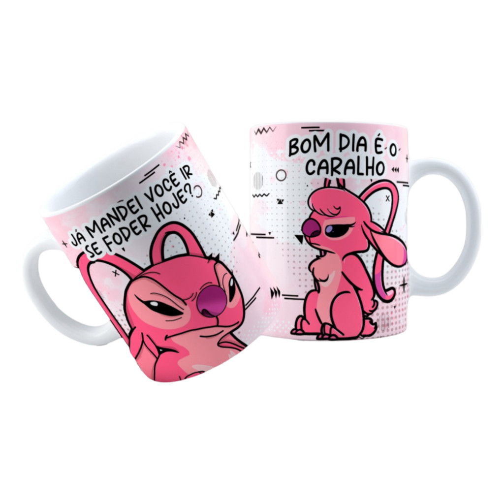 Caneca Angel Estressada Bom Dia É O Caralho Presente Meme