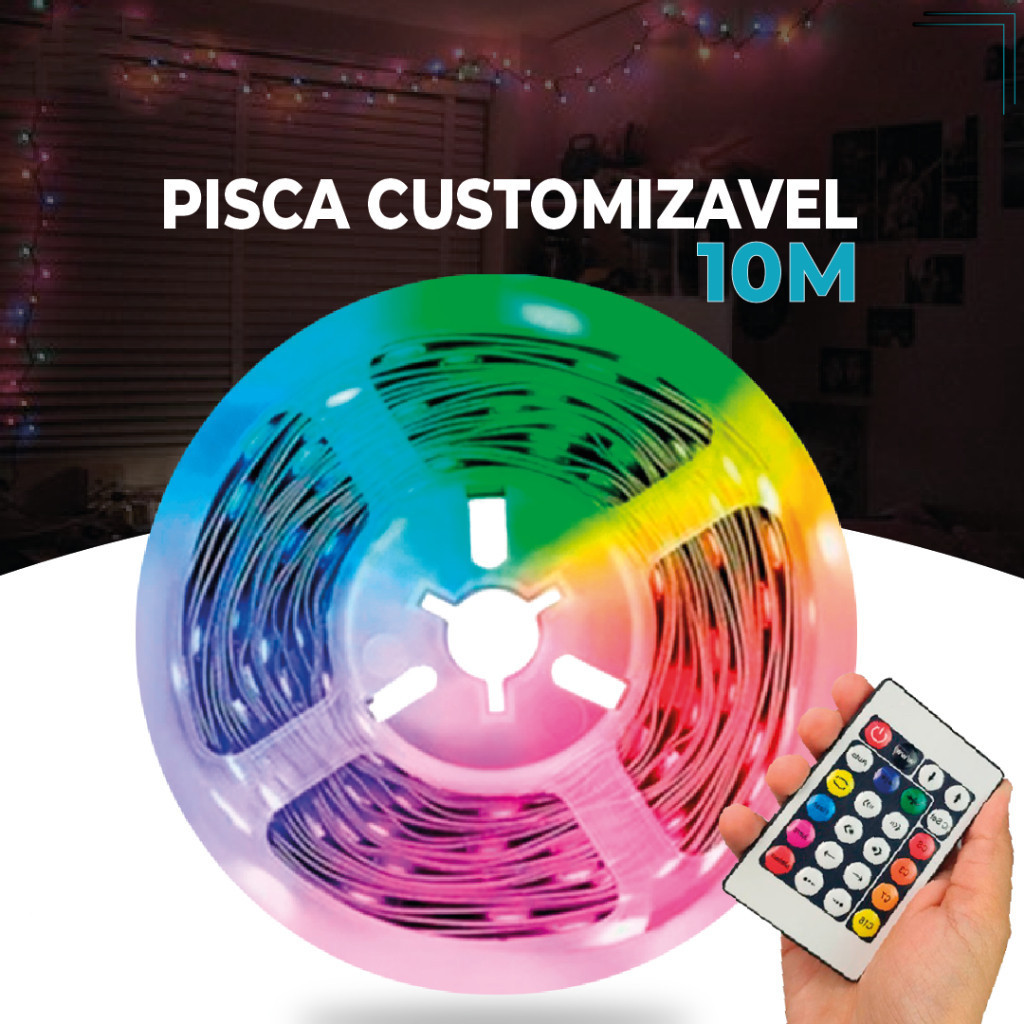 Fita de LED RGB 10M USB + CONTROLE | Controle por aplicativo |  A prova d'água Pisca-Pisca de Natal em Oferta na Shopee