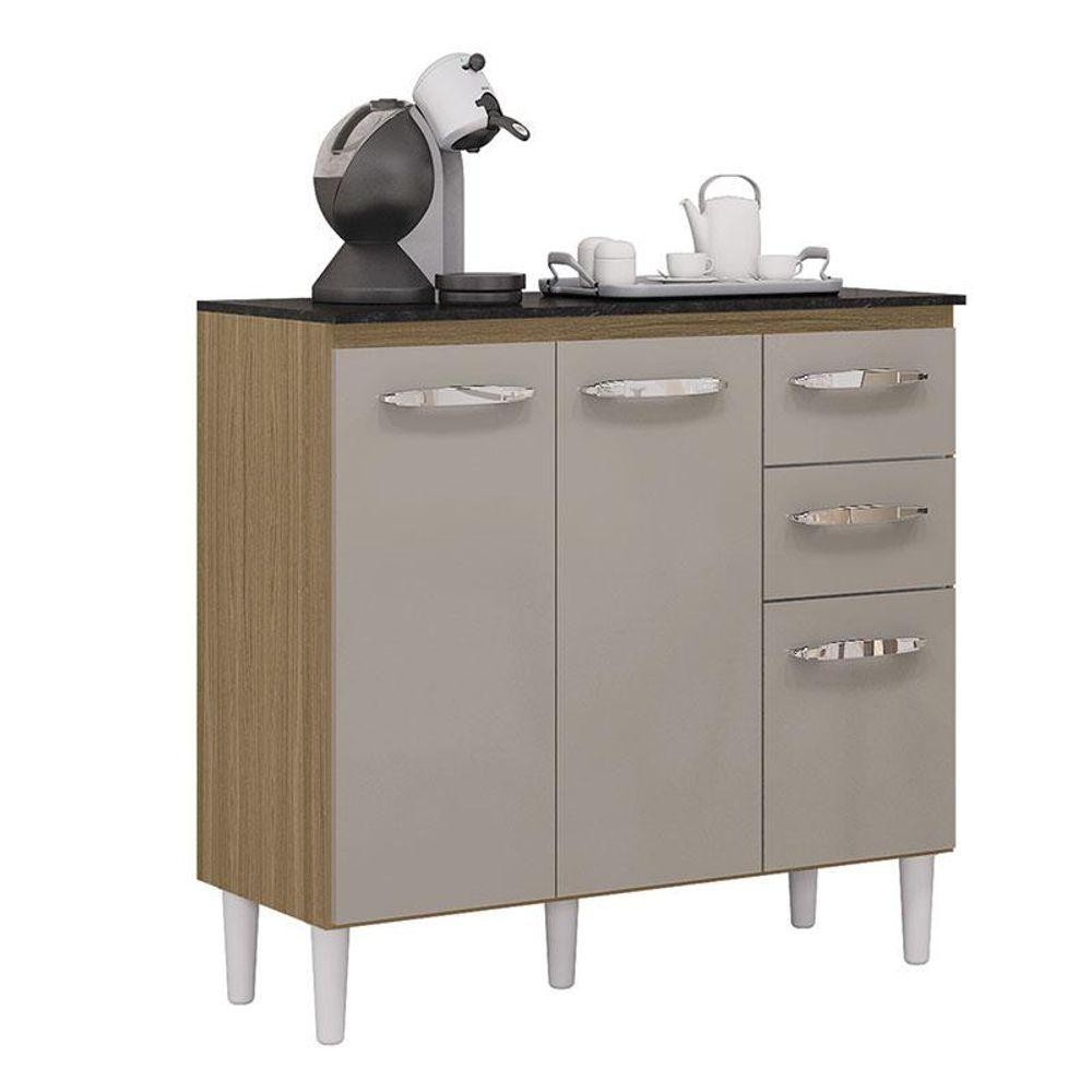 Balcão De Cozinha Isadora Damasco Off White - Poquema em Oferta na Shopee