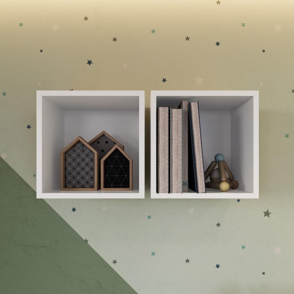 Nicho Para Decoração Organizador Quarto Infantil Suspenso Parede Simples Multiuso Branco - Home & Living