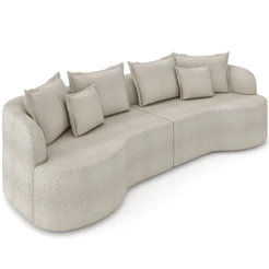Sofá 4 Lugares Orgânico Sala De Estar Living 290cm Ekos K01 Bouclê Bege - Lyam Decor
