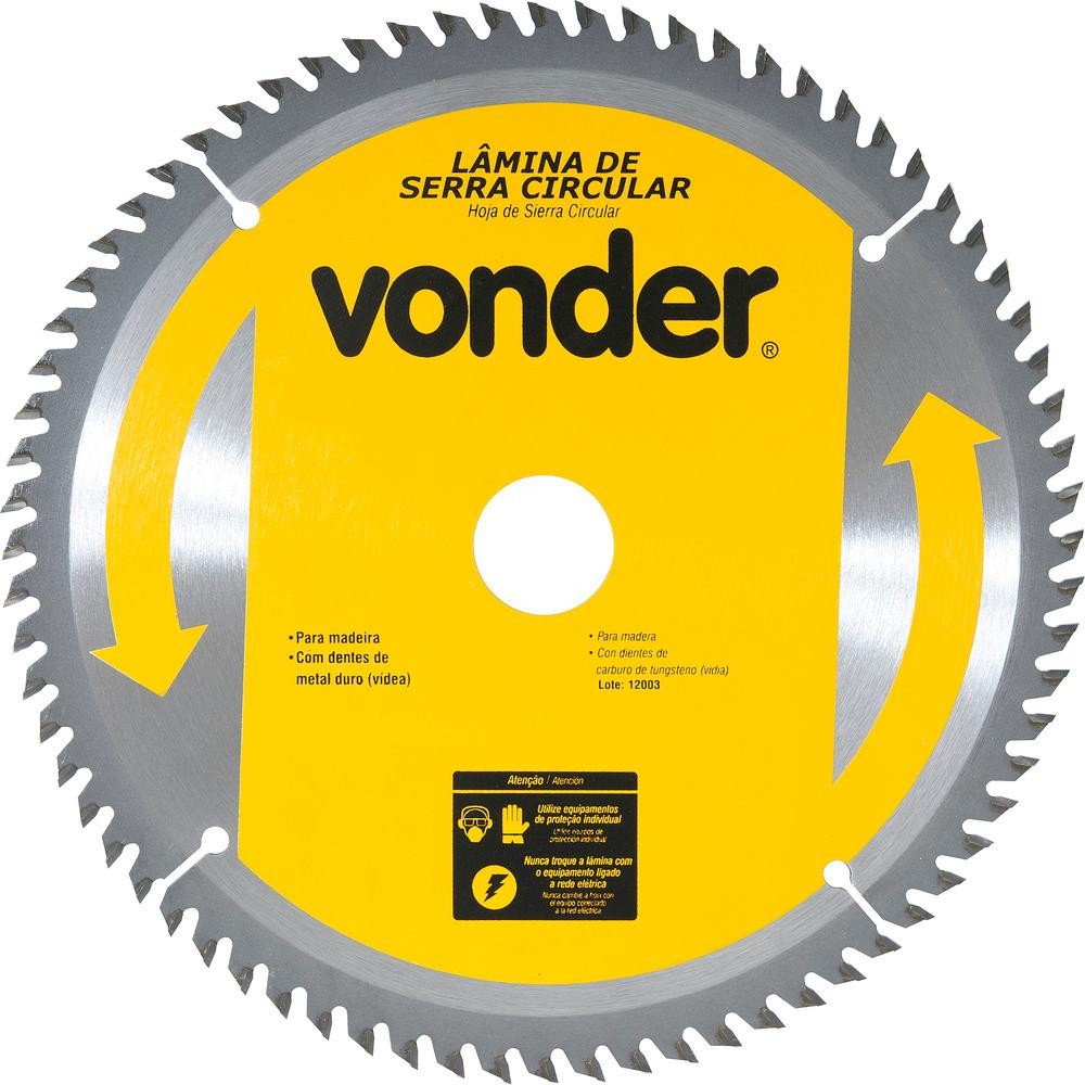 Lamina Serra Circular Vídea 185x16x2,6mm 60 Dentes 7200 Rpm Vonder