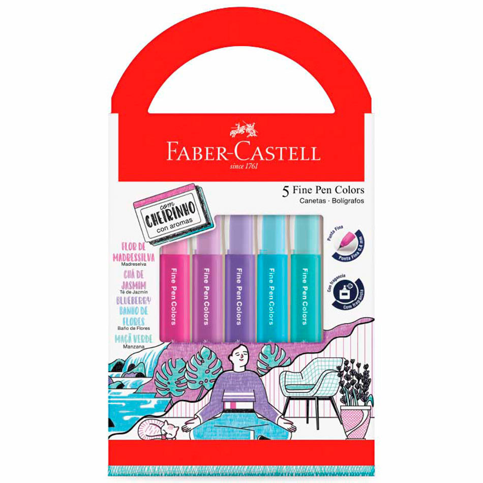 Caneta hidrográfica Fine Pen Relaxa & Reequilibra com 5 unidades FPB/ES5RRZF Faber-Castell em Oferta na Shopee