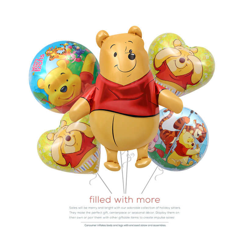 Festa de aniversário decoração arranjo foto adereços Winnie the Pooh forma dos desenhos animados filme alumínio balão co