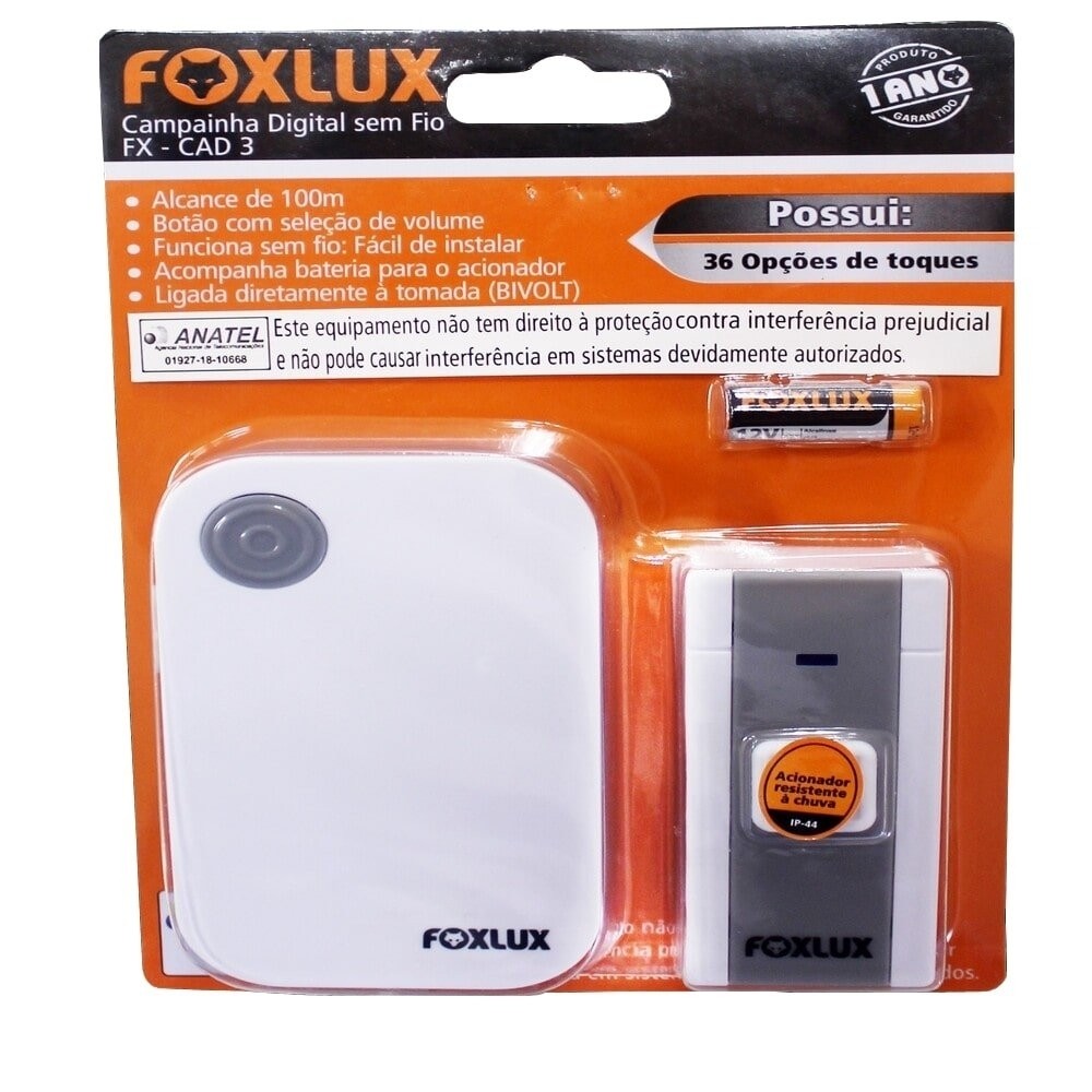 Campainha sem Fio FoxLux CAD3 Bivolt em Oferta na Shopee