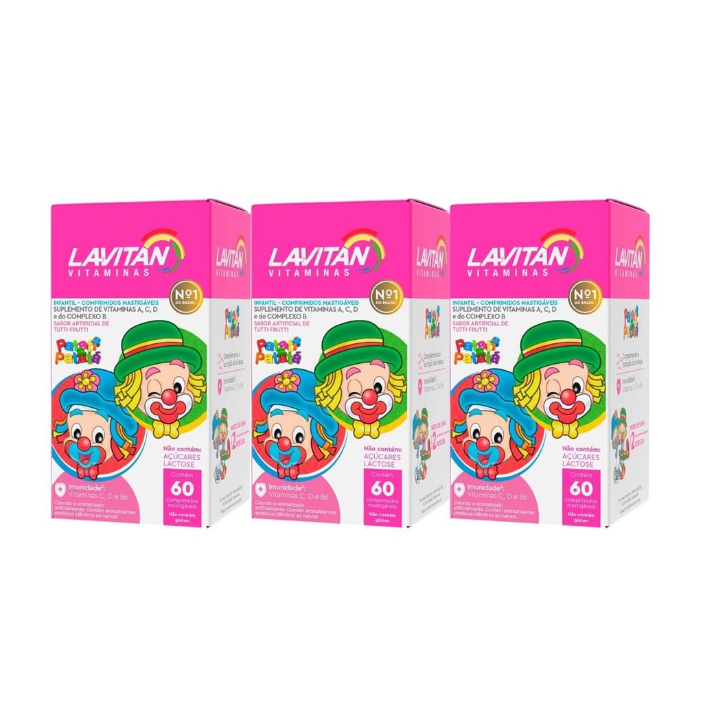 Kit Lavitan Kids Patati Patatá Tutti-Frutti C/ 3Un De 60 Cpr